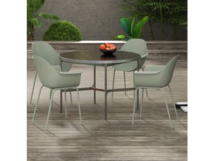Lot de 4 chaises de jardin vertes avec accoudoirs, dossier haut et structure en métal, résistantes aux intempéries