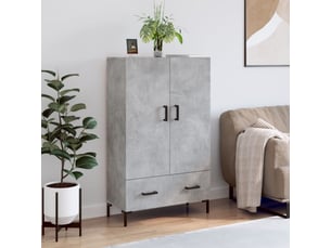 Buffet haut - bahut - meuble de rangement gris béton 69,5x31x115 cm bois d'ingénierie