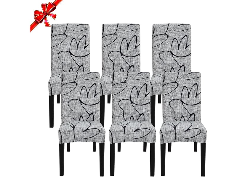  Lot de 6 housse de chaise - lot 6 housses chaise extensibles gris - lavables, universelles - décoration salle à manger, hôtel, restaurant, 35 x 35 cm  - Conforama A