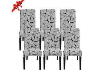 Lot de 6 housse de chaise - lot 6 housses chaise extensibles gris - lavables, universelles - décoration salle à manger, hôtel, restaurant, 35 x 35 cm