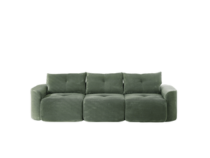 Canapé modulable 3 places 279x100x84 cm en velours côtelé vert sauge