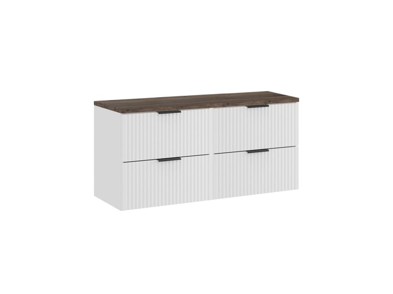 Ensemble de salle de bain noxera 120 cm – meuble sous vasque suspendu blanc alpin avec plan pour vasque effet bois épicéa - Conforama A