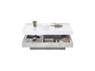 Table basse avec plateau pivotant à 360 degrés et niche de rangement, finition brillante, pour salon, 70 × 70 × 36 cm