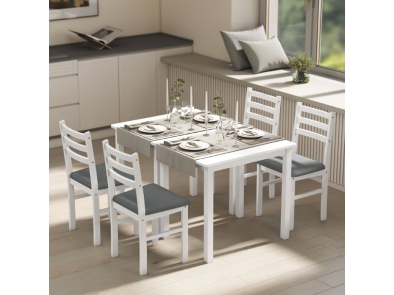  Ensemble salle à manger 3 pièces – table compacte + 2 chaises rembourrées, gain de place, mdf blanc  - Conforama E