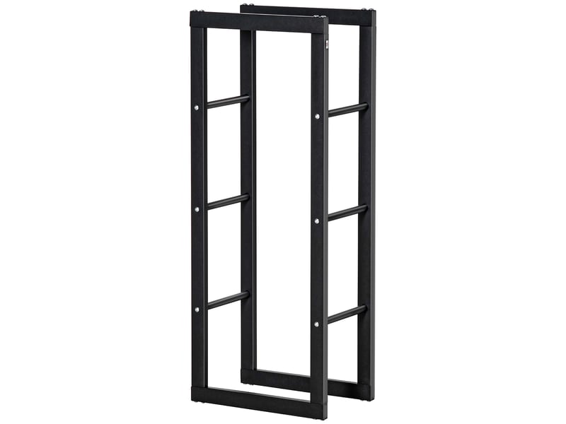  Porte-bûches en métal noir, capacité 100 kg, 40 x 25 x 100 cm, intérieur et extérieur  - Conforama B
