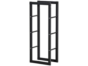 Porte-bûches en métal noir, capacité 100 kg, 40 x 25 x 100 cm, intérieur et extérieur