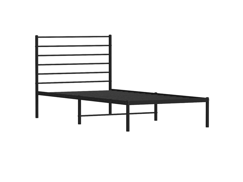  Lit simple- lit adulte -  cadre de lit métal sans matelas avec tête de lit noir 100x200cm  - Conforama C