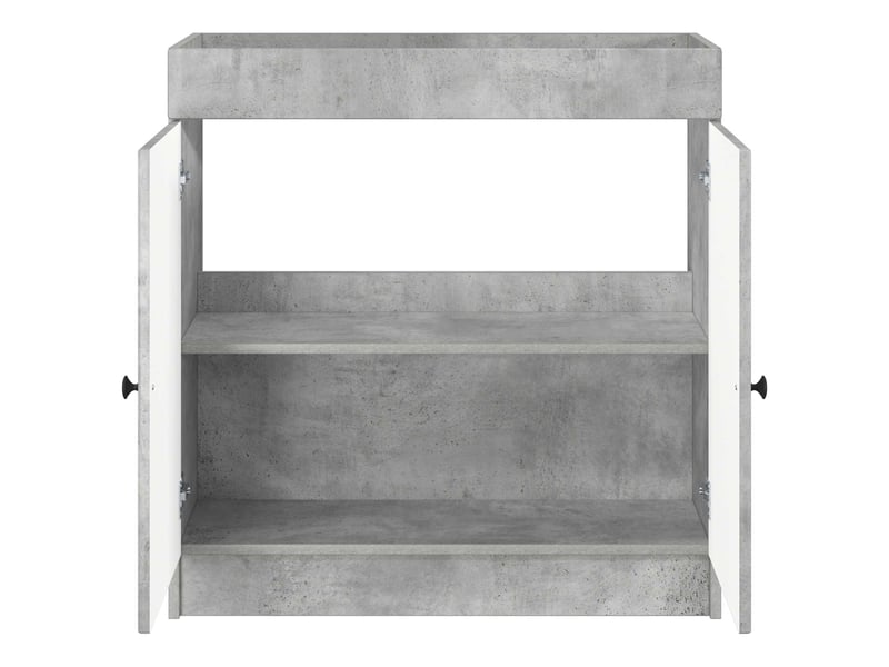  Armoire sous évier de salle de bain, meuble de rangement gris béton shl3086  - Conforama D