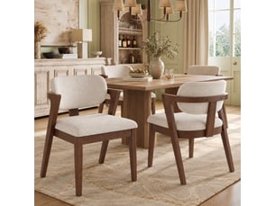 Lot de 4 chaises de salle à manger 56x57.5x79 cm structure en hévéa massif revêtement effet lin décor noyer et beige avoine