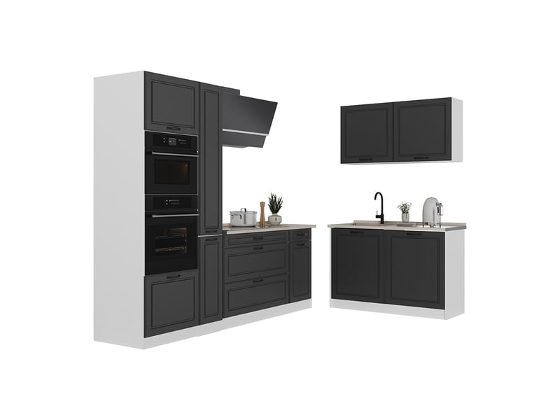  Vicco cuisine en angle, anthracite campagneblanc, 230 x 120 cm sans plan de travail  - Conforama E