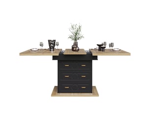 Table extensible avec 2 tiroirs et rangement pour salle à manger en mdf 110–140×80×75 cm bois naturel