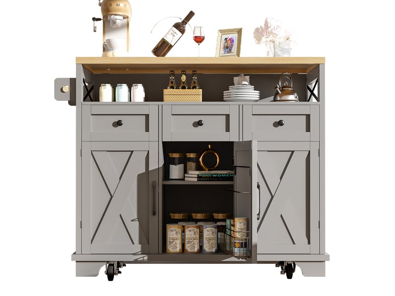  Desserte 3 portes 3 tiroirs coloris gris mdf et métal desserte gris - Conforama A