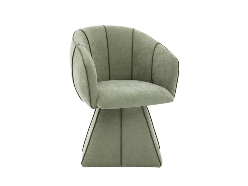  Fauteuil pivotant ergonomique avec dossier haut et accoudoirs larges, en chenille olive, 56 × 54 × 74,5 cm  - Conforama A