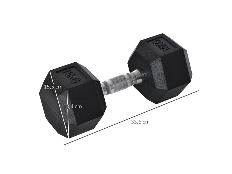 Haltère hexagonal 15 kg noir en métal et caoutchouc, poignée moletée pour vos exercices de renforcement - Conforama C