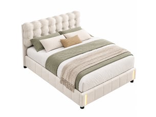Lit coffre 140x190 cm <strong>LYCHOEEY</strong>  <strong></strong> coloris beige