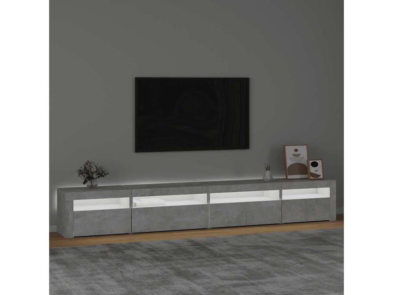  Meuble tv - banc tv - meuble de rangement avec lumières led gris béton 270x35x40 cm  - Conforama C