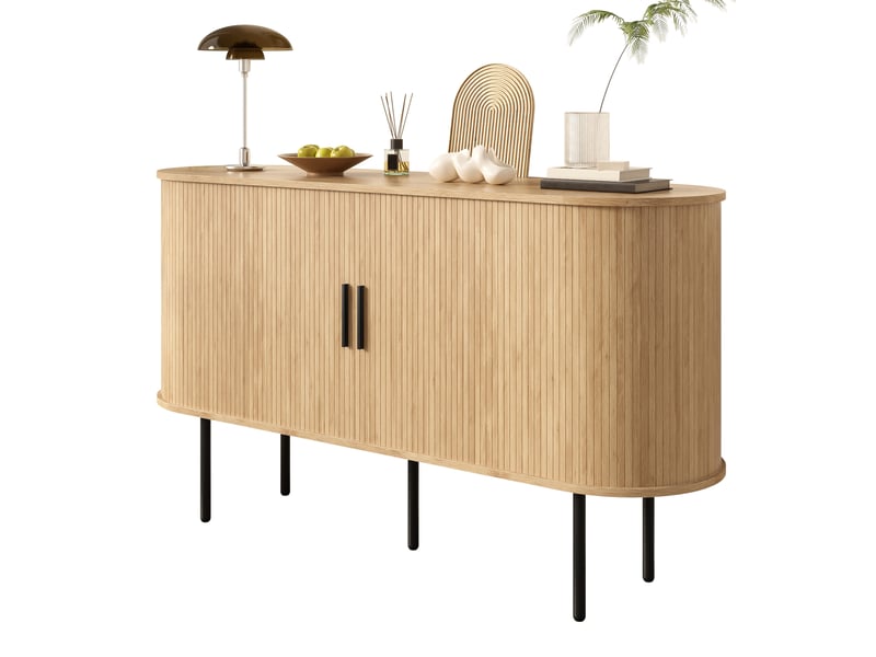 Buffet design à portes roulantes - mdf, poignées alu et pieds métal - idéal intérieur moderne - Conforama A