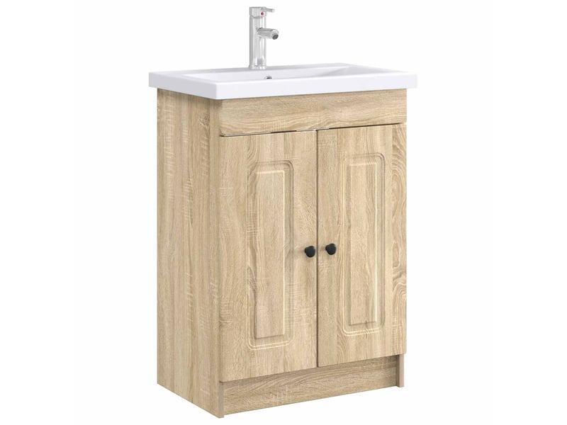  Armoire sous évier de salle de bain, meuble de rangement chêne sonoma shl5007  - Conforama C