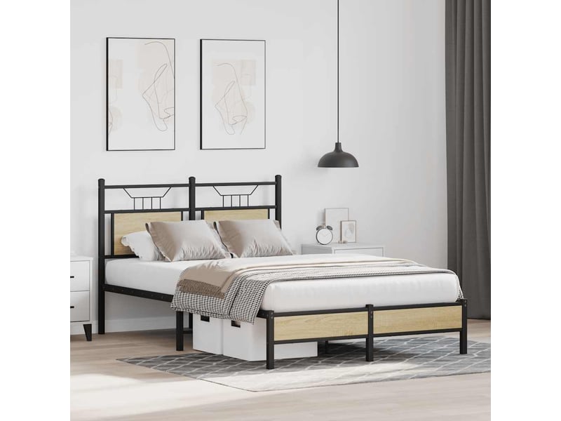  Lit double- lit adulte -  cadre de lit sans matelas chêne sonoma 120x190 cm  - Conforama C