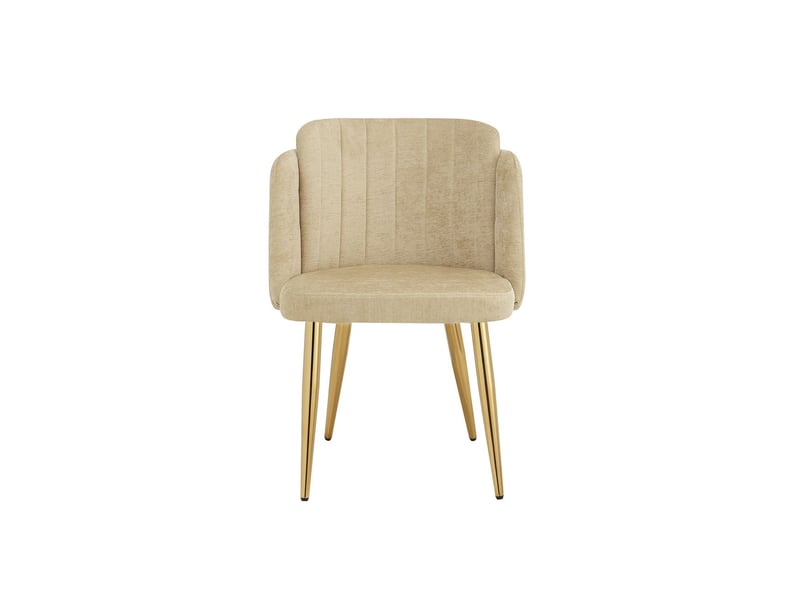  Chaise de salle à manger dossier incurvé chaise de cuisine siège rembourré pieds réglables en hauteur structure dorée charge maximale de 125 kg coloris marron  - Conforama E