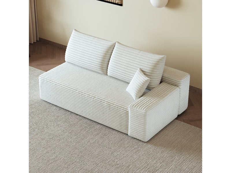 Canapé 2 places blanc droit compact 175 cm - petit canapé moderne pour salon et studio - Conforama E