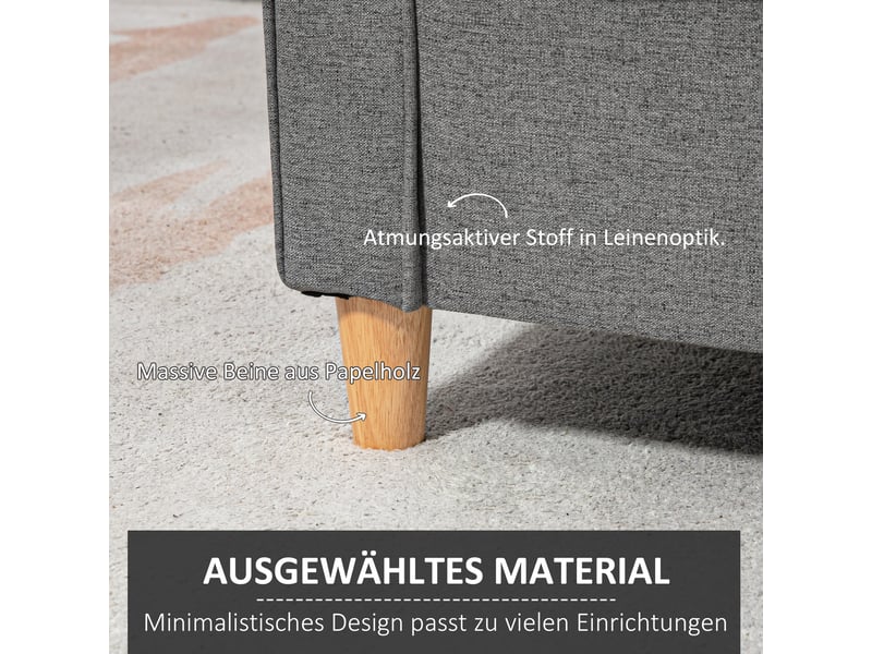  Canapé 2 places en tissu aspect lin pieds en bois gris 141 x 70 x 78 cm  - Conforama E
