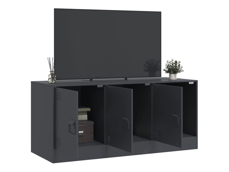  Meuble tv - banc tv - meuble de rangement anthracite 99x39x44 cm acier  - Conforama D
