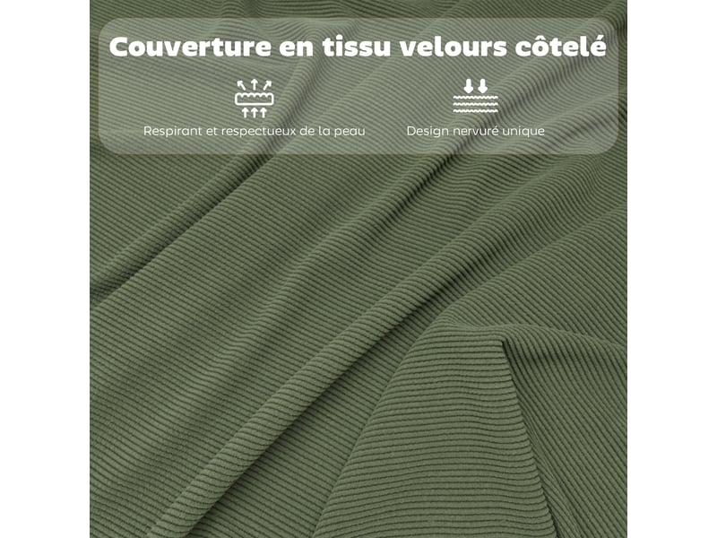  Lot de 4 chaises pliantes chaises de salle à manger portables avec assises et dossiers rembourrés en côtelé velours vert  - Conforama W