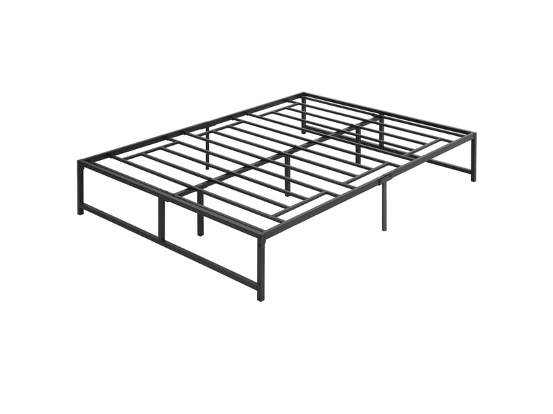  Cadre de lit double 135x190 en métal noir, structure stable avec espace de rangement sous le lit  - Conforama B