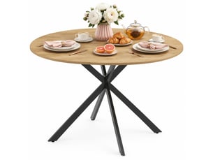 Table à manger ronde ø120 cm pour 4 personnes style industriel coloris chêne