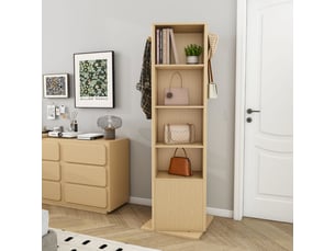 Armoire à bijoux pivotante 360° avec miroir, rangement 4-en-1, effet chêne