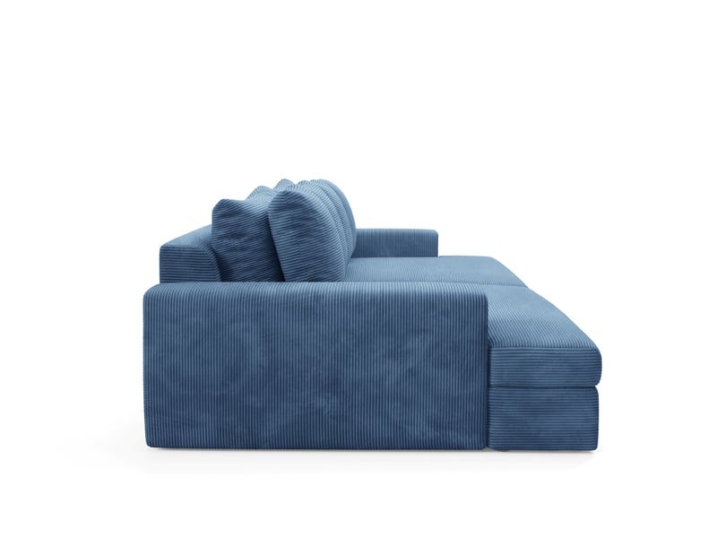 Canapé droit 4 places confort assise profonde en velours côtelé caldo bleu - Conforama E