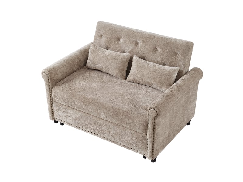  Canapé-lit tcqpz 3 en 1 2 places 120 x 80 x 82 cm convertible chenille gris brun  - Conforama A