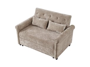 Canapé-lit tcqpz 3 en 1 2 places 120 x 80 x 82 cm convertible chenille gris brun