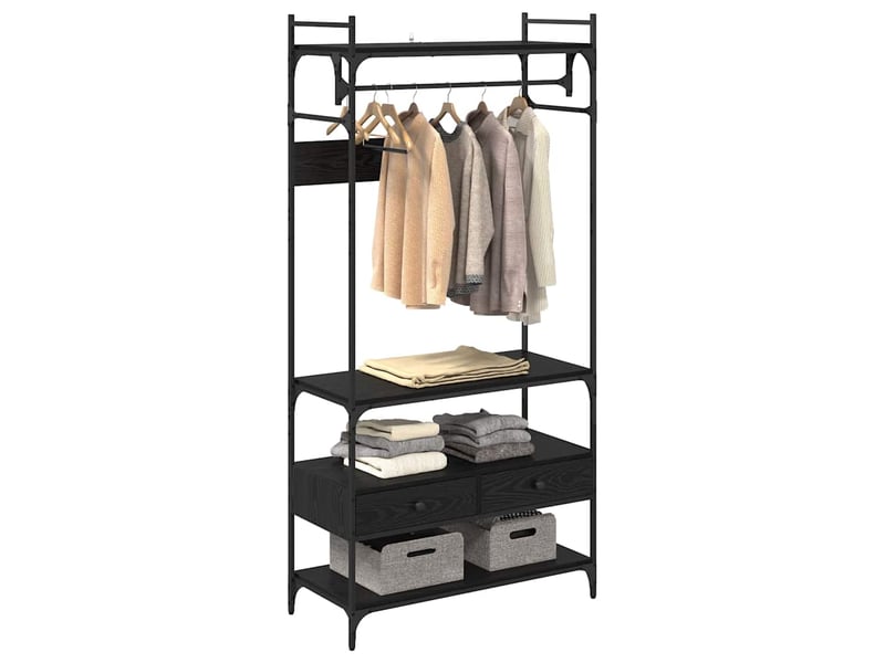  Armoire chambre, armoire de rangement chêne noir 89x39x184.5 cm bois d'ingénierie  - Conforama C