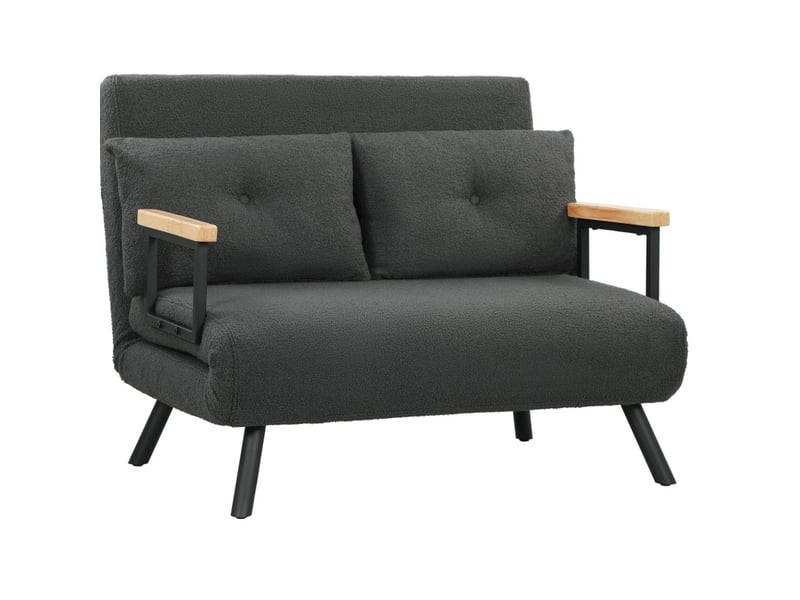  Canapé-lit 2 places 102 x 73 x 81 cm en tissu avec dossier réglable gris foncé chicfurn  - Conforama A