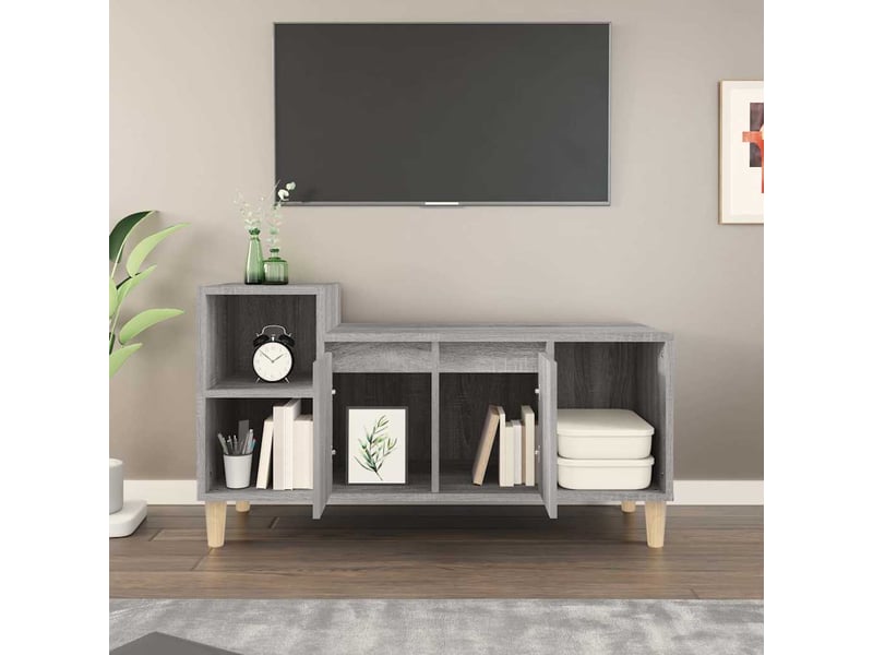 Meuble tv - banc tv - meuble de rangement sonoma gris 100x35x55 cm bois d'ingénierie  - Conforama C