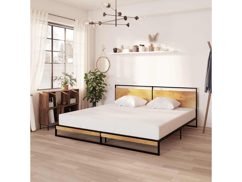  Lit adulte, lit double, cadre de lit sans matelas métal 200x200cm cf15101  - Conforama B