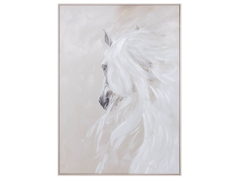  Tableau peint à la main avec cadre en bois beige 103x4x143h cm  - Conforama B