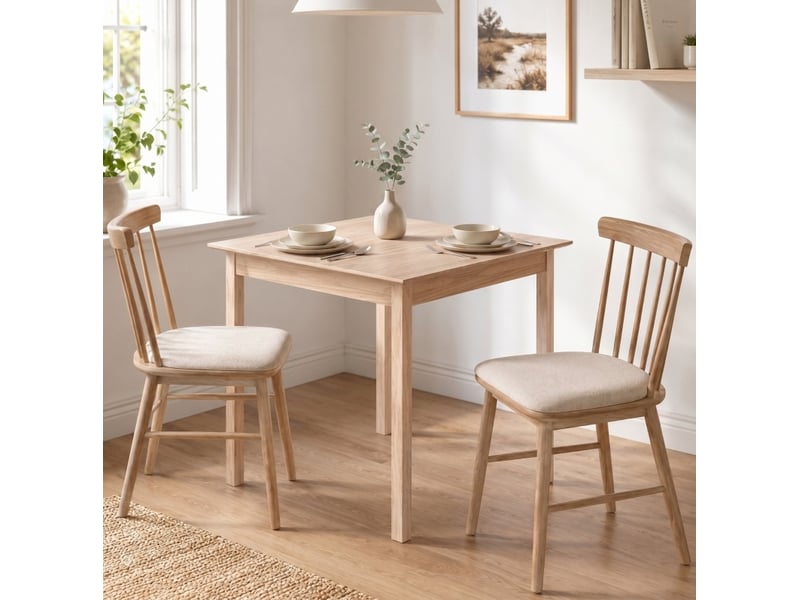 Table de salle à manger carrée 75 x 75 cm en bois de pin, 2 places, style campagne et design moderne pour petits espaces - Conforama E
