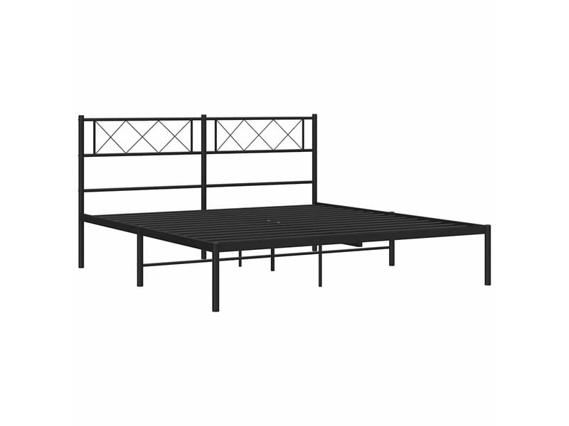  Lit double- lit adulte -  cadre de lit métal sans matelas et tête de lit noir 160x200 cm  - Conforama D