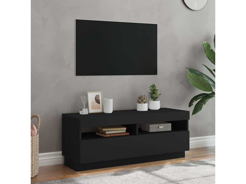  Meuble tv - banc tv - meuble de rangement avec lumières led noir 100x35x40 cm  - Conforama B