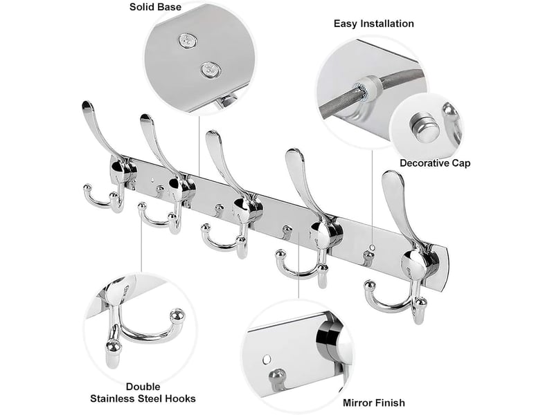 Paquet de 2) porte-manteau, chapeau en acier inoxydable crochet à vêtements arrière en alliage d'aluminium fixé au mur pour salle de bain, gris - nw002264 NW002264 - Conforama C