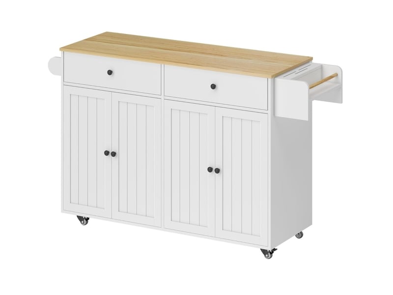 Îlot de cuisine mobile avec 2 tiroirs et 2 placards 147x43x89 cm blanc - Conforama A