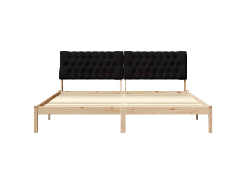 Lit double- lit adulte - cadre de lit avec tête de lit rembourrée marron 200 x 200 cm - Conforama D