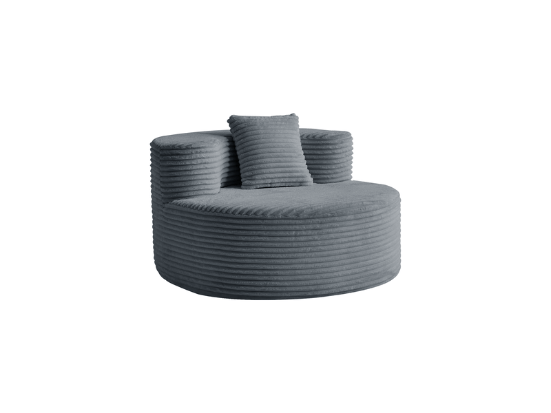  Fauteuil poire 112x105x59 cm, compressé, en flanelle coloris gris foncé  - Conforama A