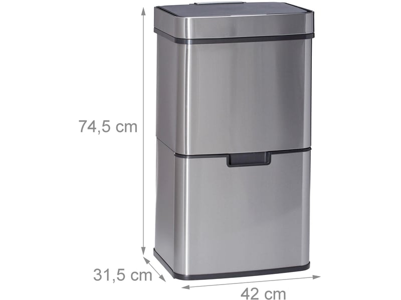  Poubelle de tri sélectif 3 compartiments pratique salle de bain 74,5 x 42 x 31,5 cm en plastique noir 13_0018073  - Conforama B