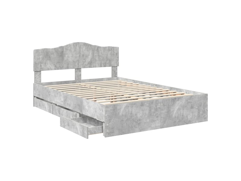  Lit double- lit adulte -  cadre de lit gris béton 140 x 200 cm bois ingénierie  - Conforama D