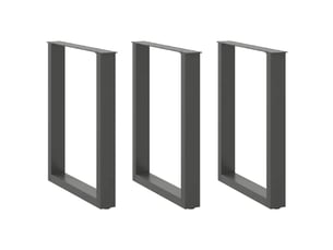 Lot de 3 pieds de table à manger en u réglables 70 x 73 cm aspect moderne salon en acier anthracite 02_0057442