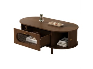 Table basse capsule coloris bois foncé   - 50 cmx100 cm
